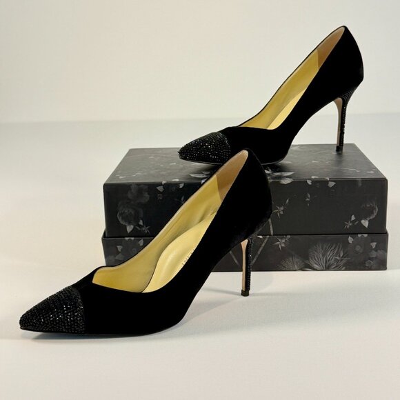 Sarah Flint Suede Perfect Pump 85mm with Crystal Toe and Heel Detail - Picture 9 of 15
